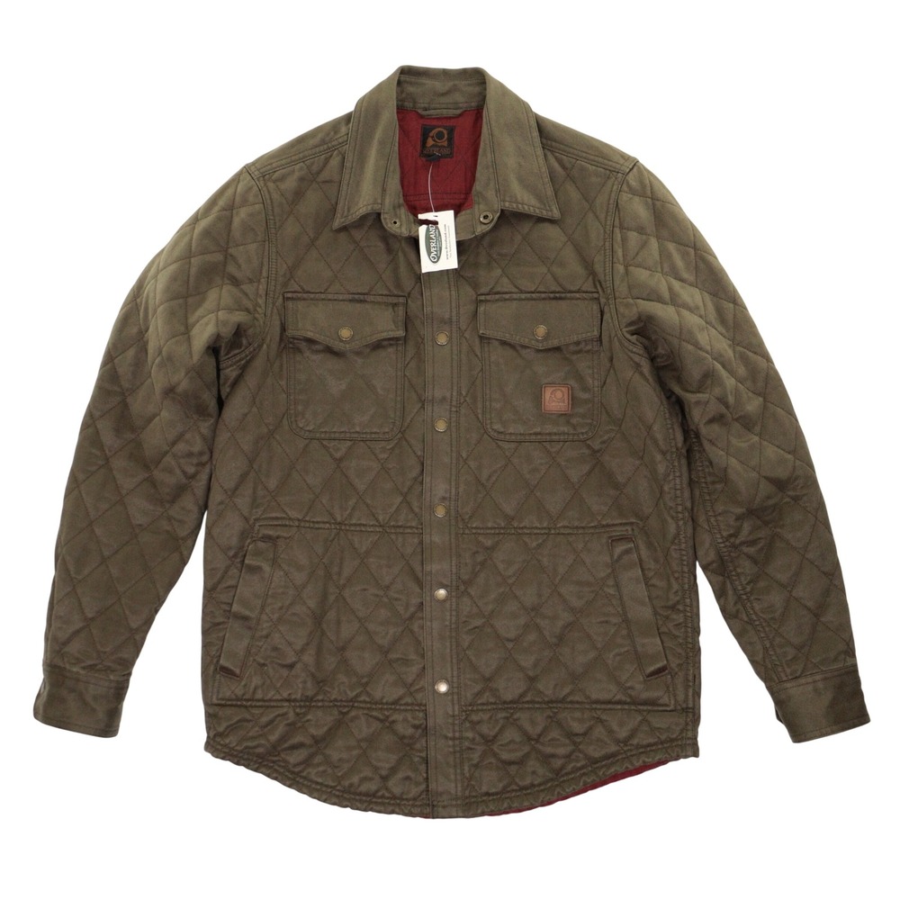 Overland Quilted Coated Cotton Shirt Jacket Men S Dark Olive NWT Deadstock